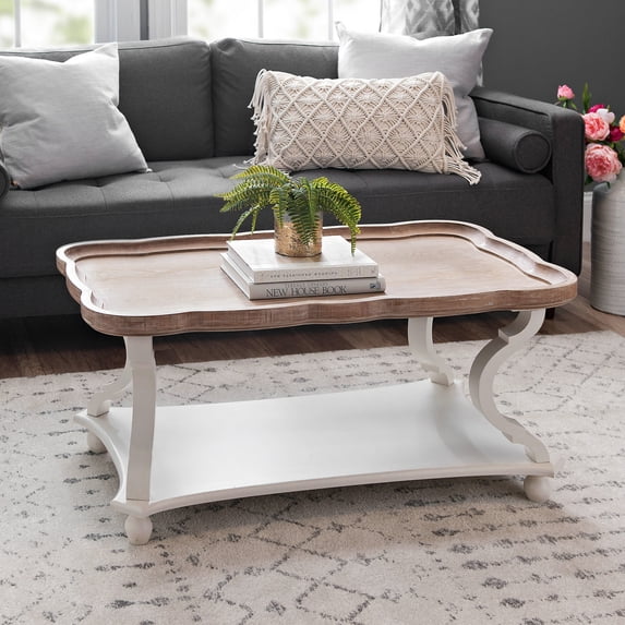 COZAYH Round Rustic Accent Table Small Wood Nightstand End Table for Living Room, White