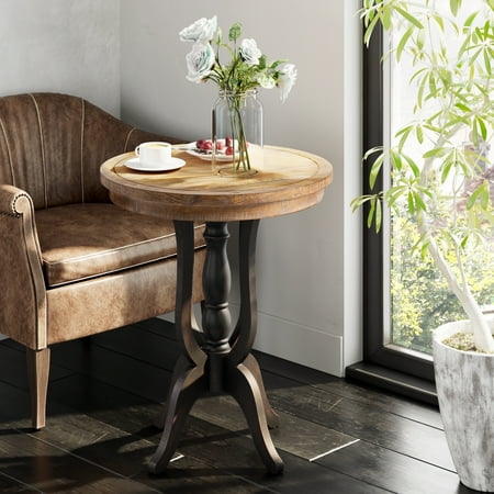 COZAYH Medium Density Fiberboard Round End Table, Black