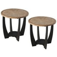 thumbnail image 1 of COZAYH Rustic Farmhouse Round End Table, Storage Shelf for Living Room, Black, Set of 2, 1 of 12
