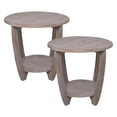 thumbnail image 1 of COZAYH Rustic Farmhouse Round End Table with Storage Shelf for Living Room, Grey, Set of 2, 1 of 12
