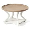 thumbnail image 1 of COZAYH Rustic Round Wood Coffee Table with Storage and Tray, White, 1 of 10