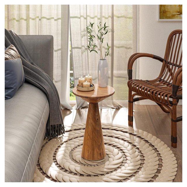 COZAYY Small Pedestal End Table Round Farmhouse Martini Table Wood