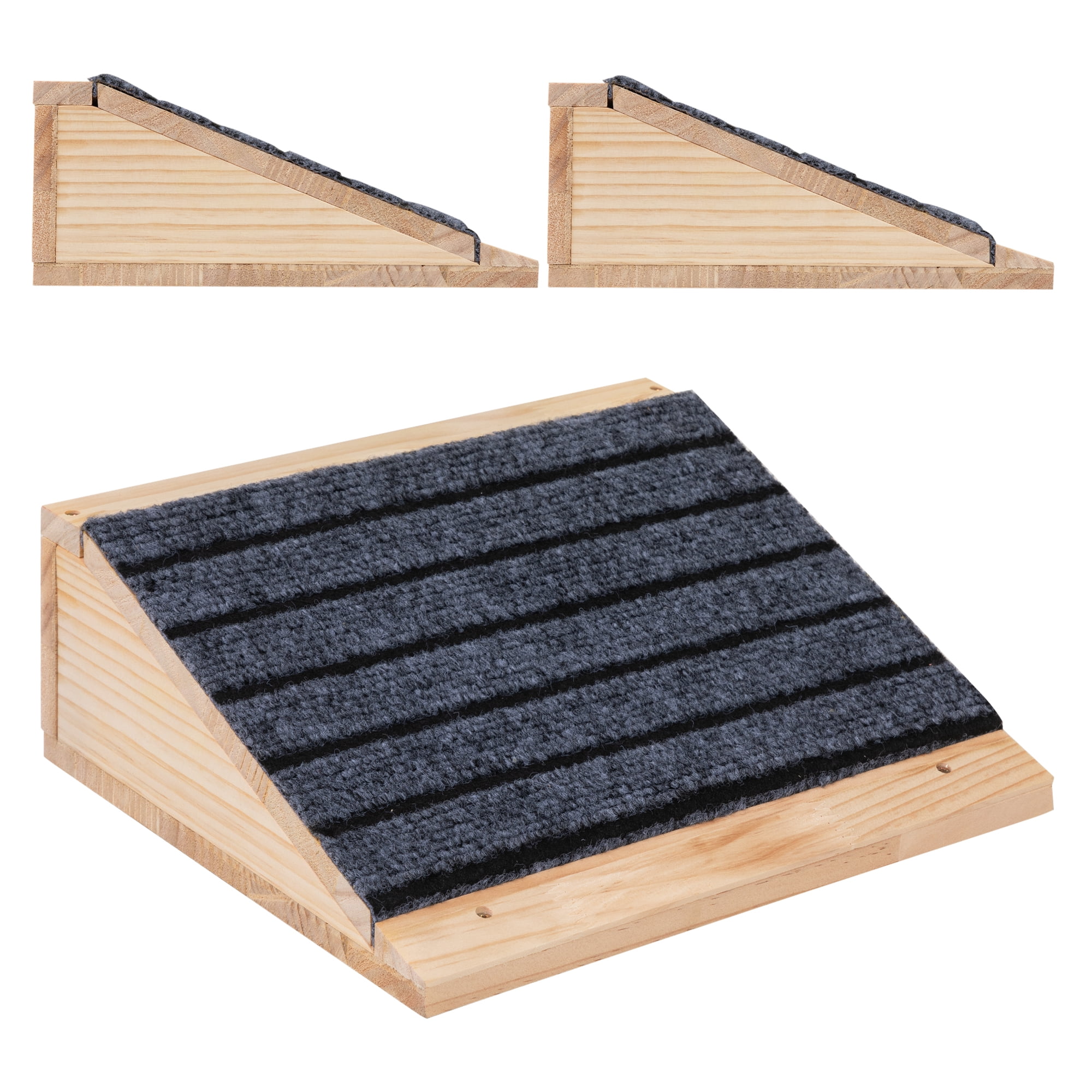 COZIWOW 2 Pcs Wooden Dog Ramp for Stairs Nonslip Low-Angled Pet Ramps for Staircase, Climb Assist for Puppies, Elderly Pets, and Injured Animals