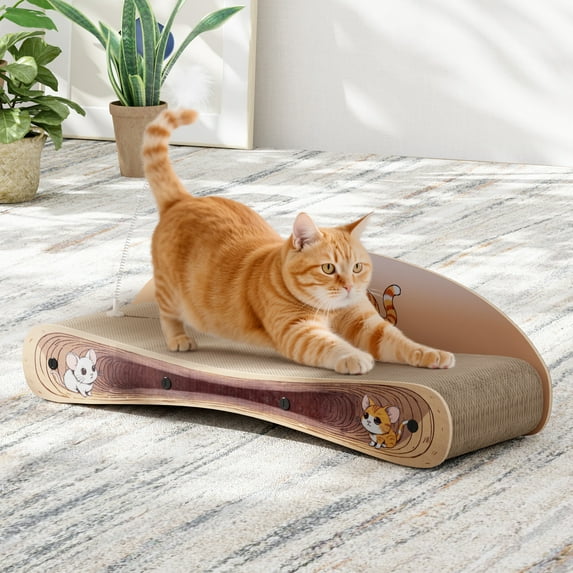 COZIWOW 2-in-1 Cardboard Cat Scratcher Bed & Lounger Scratching Post Reversible Scratching Board Pad for Cats