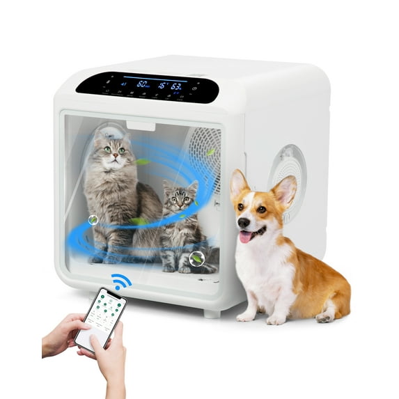 COZIWOW 72L Pet Dryer Box for Small-Medium Pets - Auto Ultra-Quiet Hair Dryer with Smart Temp/Wind/Time Control via APP/Touch