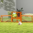 thumbnail image 1 of 94'' Large Wood Rabbit Hutch Guinea Pig House 2-Tier Bunny Cage Chicken Coop Ramps Orange, 1 of 9