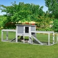 thumbnail image 1 of COZIWOW 94'' Wooden Large Rabbit Hutch with Pull Guinea Pig House Chincken Coop Gray, 1 of 12