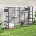 thumbnail image 1 of COZIWOW Catio Outdoor Cat Enclosure, 104" L Large Catio for Indoor Cats Window Access, Wooden Cat House, 1 of 15