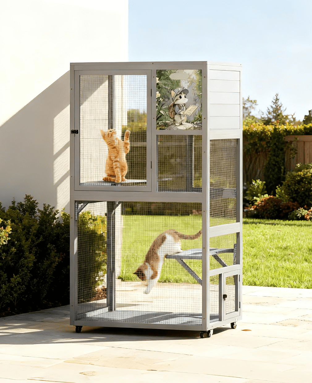 COZIWOW Catio on Wheels for Patio, Outdoor Cat Enclosure Window Access
