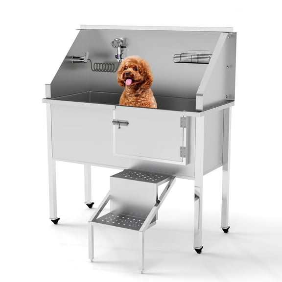 COZIWOW 49" Pet Grooming Bath Tub with Portable Features, for Dogs & Cats with Accessories Included