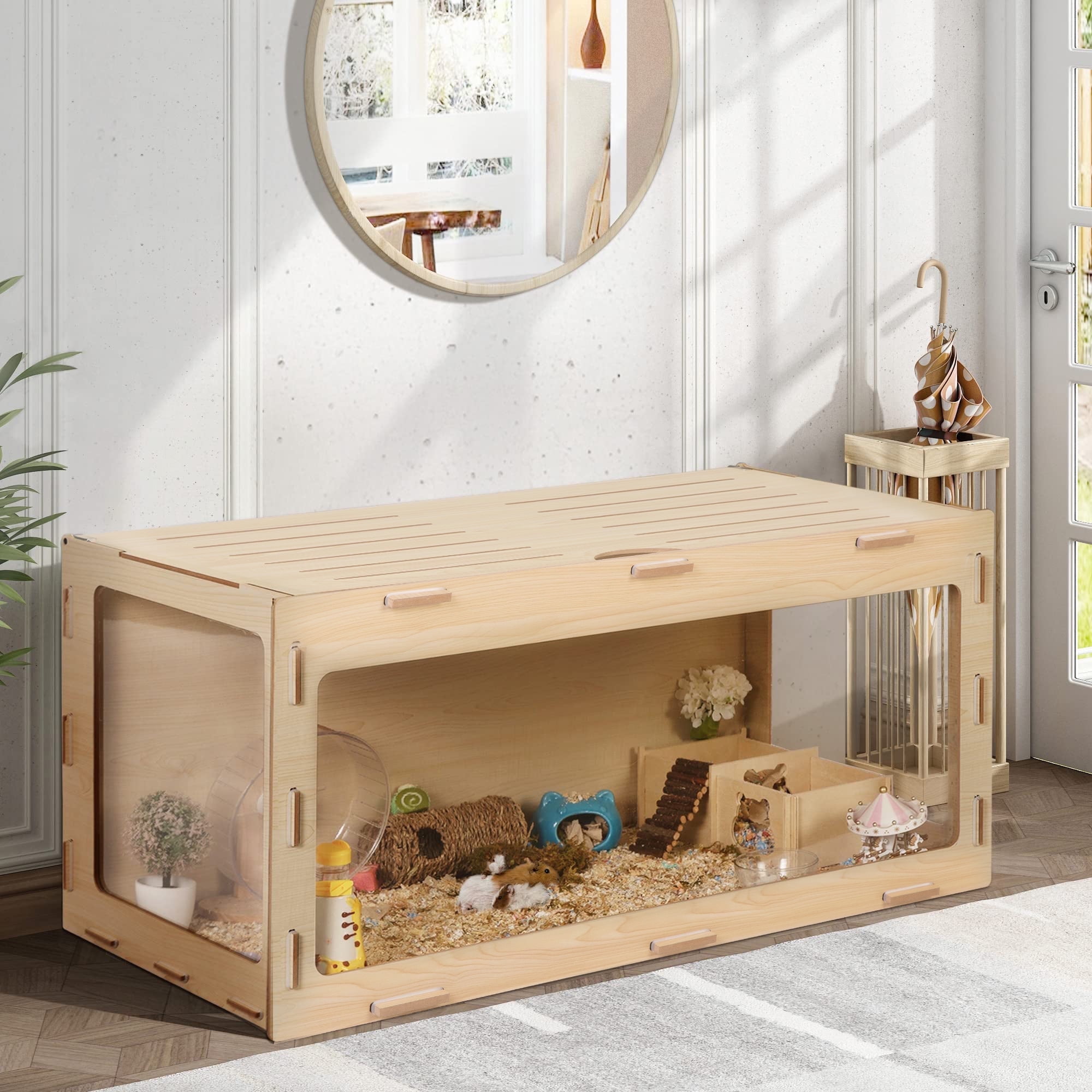 COZIWOW Large Wooden Hamster Cage, Gerbil Small Animal Wood - Main Image