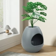 COZIWOW Plant Litter Box, Hidden Cat Litter Box with Artificial Plants, DIY Litter Box Furniture,Gray