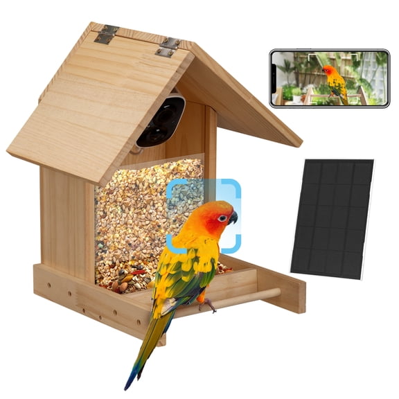 COZIWOW Solar Smart Bird Feeder with Camera, 1080P HD AI Identify Bird Watching Camera, Squirrel Proof Bird House Cam, Auto Capture Bird Motion Detection