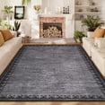 thumbnail image 1 of COZONY 10'x13' Modern Bordered Extra Large Rug, Washable Non-Skid Low Pile Carpet, Soft Stain-Resistant, Black Gray, 1 of 7