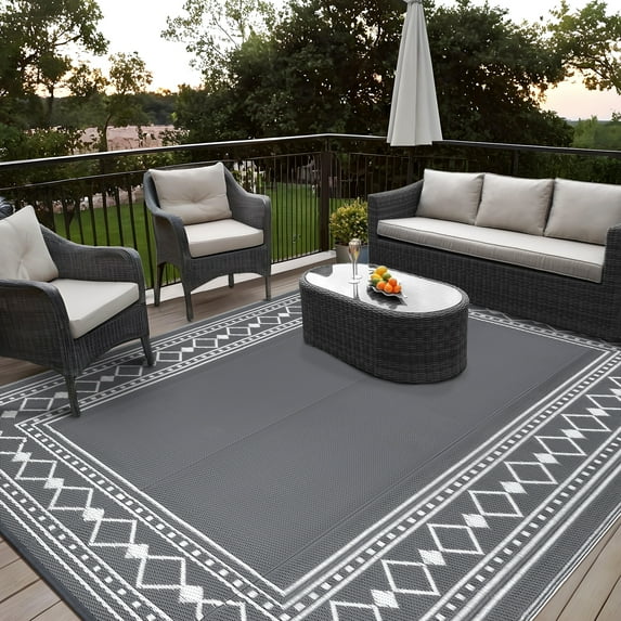 COZONY 10x14 Outdoor Rug Waterproof Reversible Plastic Straw Patio Mat for RV Deck Picnic Balcony Reversible