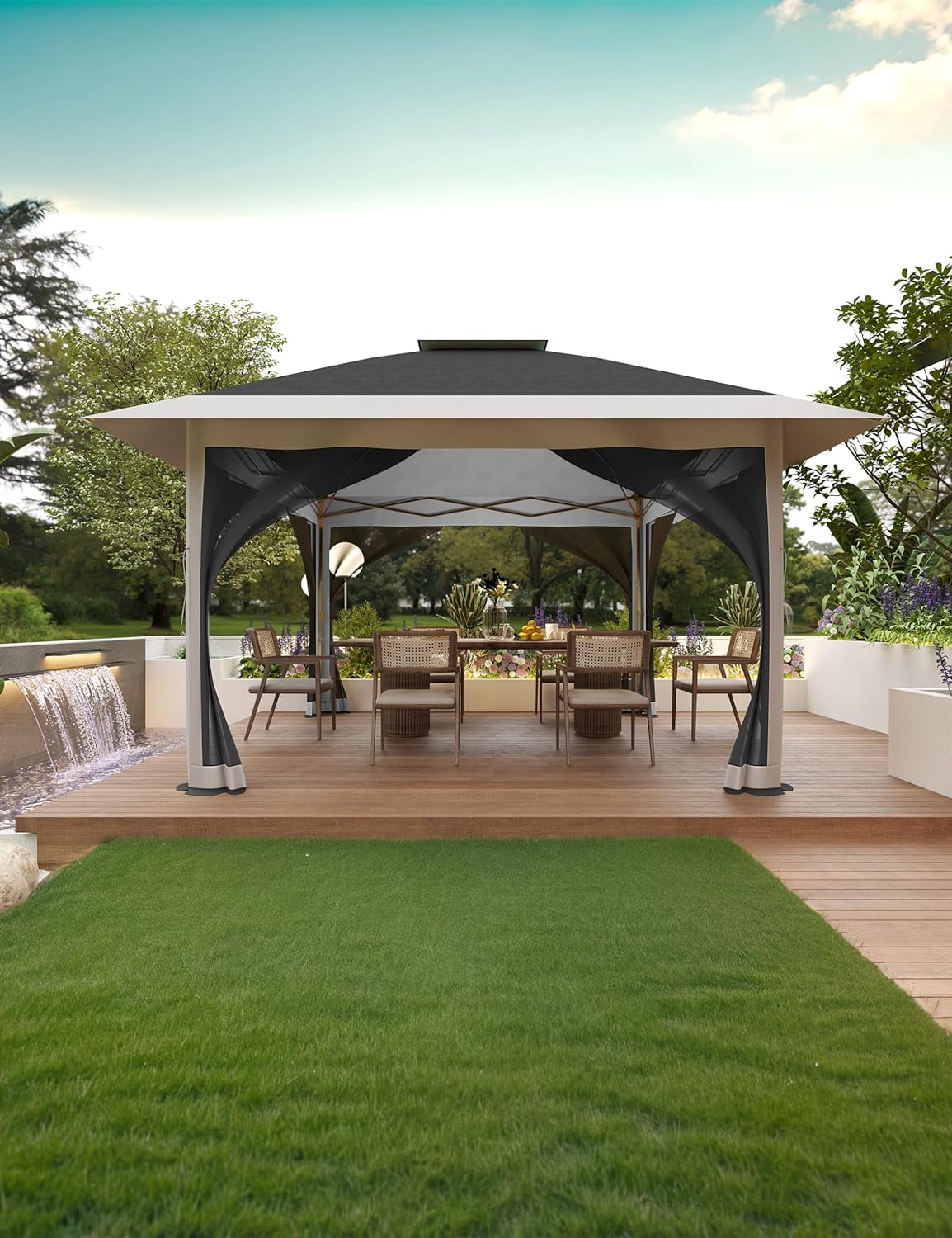 COZONY 12'x12' Pop-up Gazebo, Patio with Netting, Waterproof and UV Protection