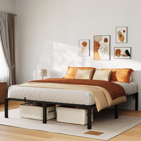 COZONY 14 inch Full Metal Bed Frame w/ Storage Space, Heavy Duty Mattress Foundation No Box Spring Needed