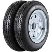 COZONY 2 Pack Trailer Tire, 6PR，4.80-12，12" Rims 4 Lug Spoke Wheel, Load Range C,Rubber
