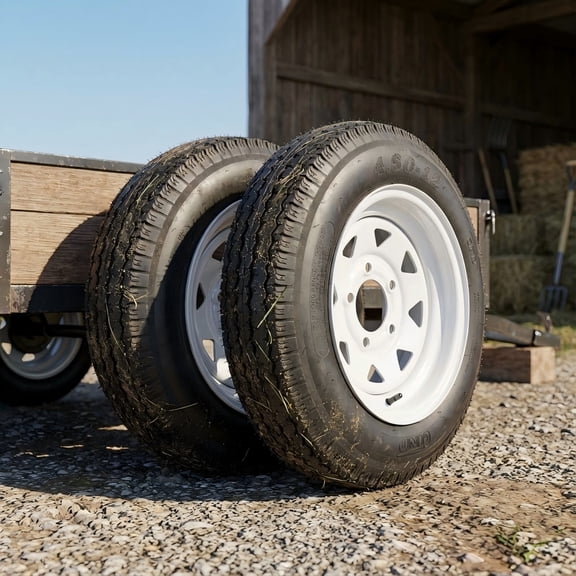 COZONY 2 Pack Trailer Tire, 6PR，4.80-8，8" Rims 5-Lug on 4.5" Spoke Wheel, Load Range C,Rubber