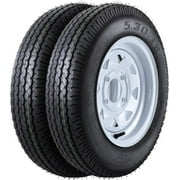 COZONY 2 Pack Trailer Tire, 6PR，5.30-12，12" Rims 4 Lug Spoke Wheel, Load Range C,Rubber