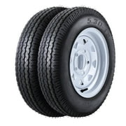 COZONY 2 Pack Trailer Tire, 6PR，5.30-12，12" Rims 5 Lug White Spoke Wheel, Load Range C,Rubber