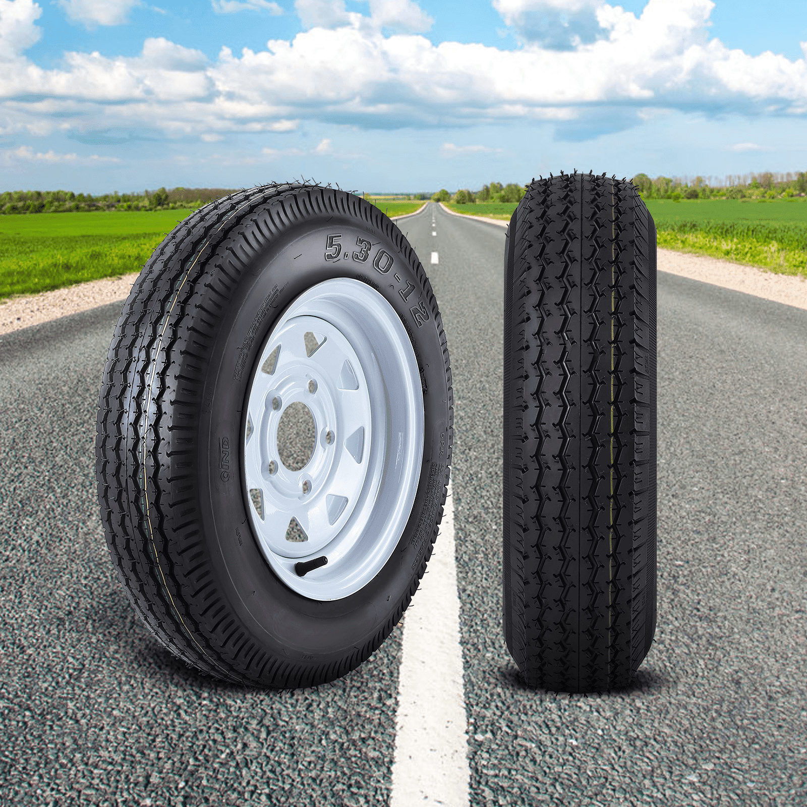 COZONY 2 Pack Trailer Tire, 6PR，5.30-12，12