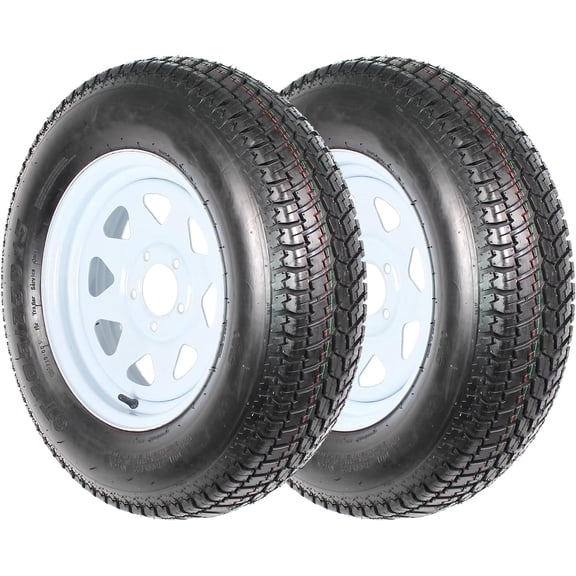 COZONY 2 Pack Trailer Tire, Premium ST205/75D15 6PR Trailer Tires with 15" Rim, Load Range C, Rubber