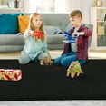 thumbnail image 1 of COZONY 2'x6' Washable Area Rug, Modern Textured Low-Pile Polypropylene Carpet, Stain Resistant Non-Slip Solid Accent Rug for Hallway Entryway, Black, 1 of 11