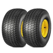 COZONY 20x8.00-8 Lawn Mower Cart Turf Tires With Rim, Utility Cart Lawn Tire with Wheel, Set of 2, 4PR Turf Tire for Lawn Mower Tires, Riding Mower, Garden Tractors, Black + Yellow