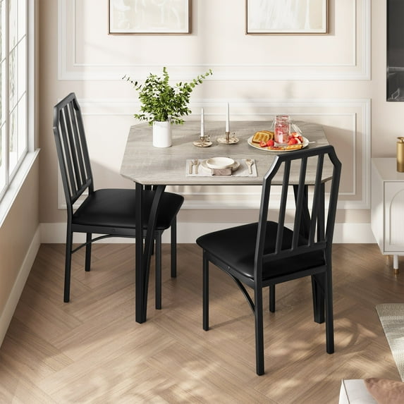 COZONY 3 Piece Dining Table Set, Kitchen Table and 2 Upholstered Chairs Set for Small Space, Apartment, Home, Angular Design