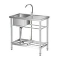 thumbnail image 1 of COZONY 30" Stainless Steel Utility Sink, Freestanding Kitchen Workstation with Faucet & Storage Rack & Hot/Cold Water Lines, 1 of 7