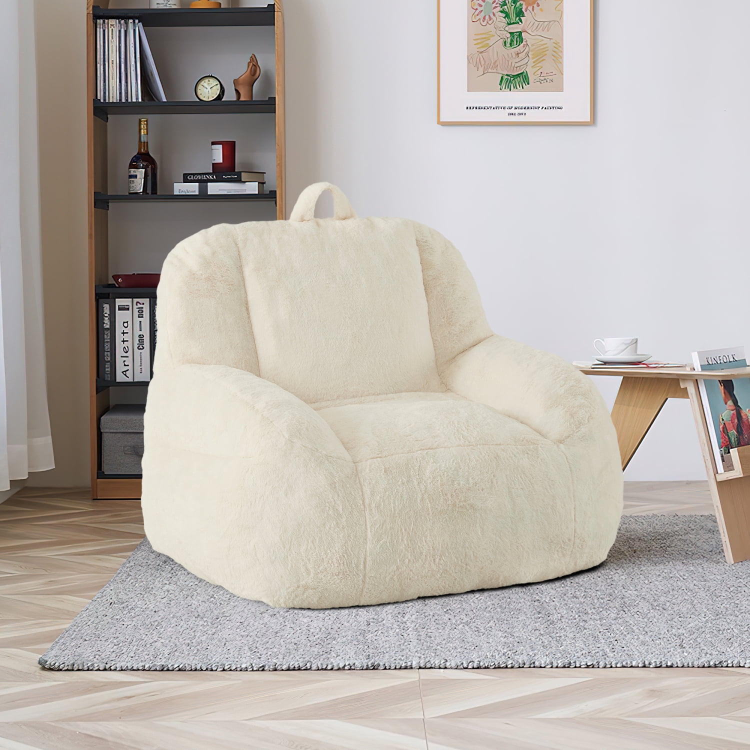 COZONY 39" Large Bean Bag Chair for Adults and Teens with High-Quality Filling, Versatile Sofa for Living Room, Basement, Game Room,white