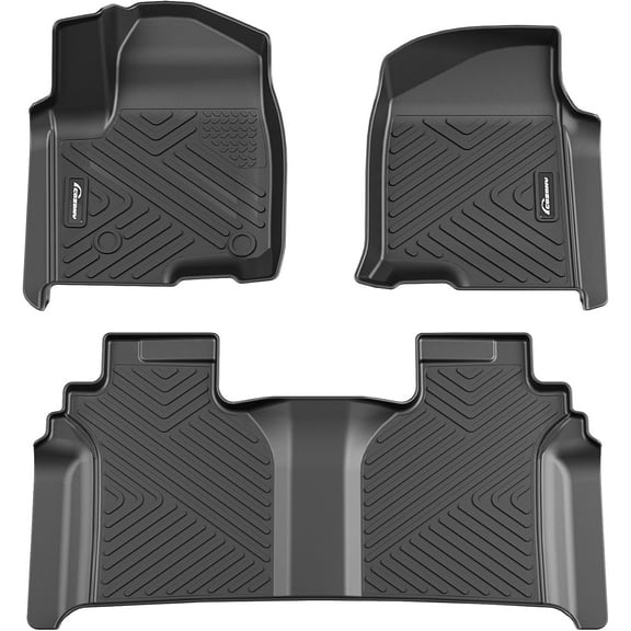 COZONY 3D TPE Floor Mats for 2019-2023 Silverado 1500/GMC Sierra 1500 Crew Cab with Rear Underseat Storage Box, 2 Row Front & Rear Liner, All-Weather Full Set, Black