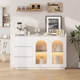 thumbnail image 1 of COZONY 48" Kitchen Buffet Cabinet with LED Lit Glass Doors, Modern Sideboard with 3 Drawers, Coffee Bar Station for Dining Room, Living Room,White, 1 of 7