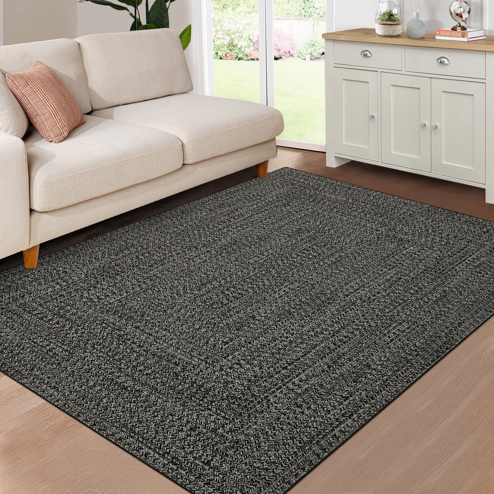 COZONY 5*7ft Washable Runner Rug w/ TPR Backing, Soft Low-Pile Carpet for Kitchen & Bathroom,Gray Zongz