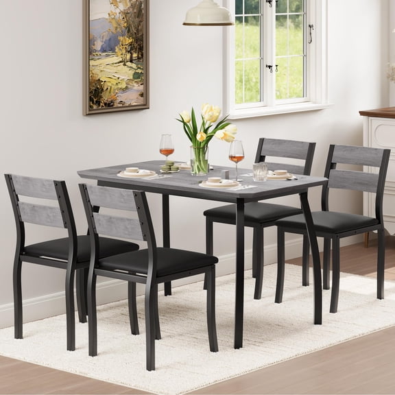 COZONY 5-Piece Dining Table Set, Space-Saving Kitchen Table with Upholstered Chairs, Compact for Small Spaces