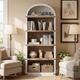thumbnail image 1 of COZONY 5-Shelf Arched Bookcase, 71.7" Tall Farmhouse Wooden Display Bookshelf for Living Room Office, 1 of 13