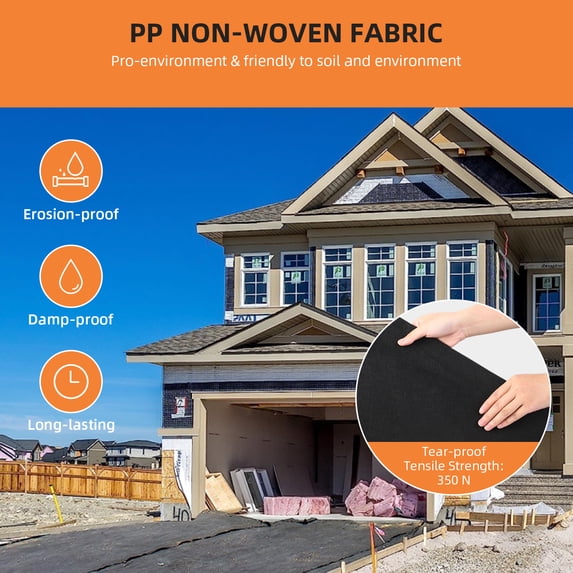 COZONY 6 x 50 FT Geotextile Fabric for Lane and Road Stability, 6oz PP Geotextile with 350N Tensile Strength and 440N Bearing Capacity for Erosion Prevention and Control