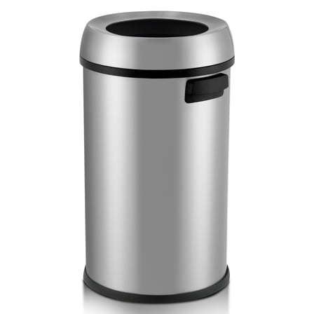 COZONY 65L/17 Gal Commercial Trash Can, Stainless Steel Large Garbage Bin w/ Wide Open Top & Dual Side Handles,Silver