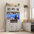 thumbnail image 1 of COZONY 68.7" Farmhouse Coffee Bar Cabinet with LED Light and Power Outlet, Kitchen Hutch with Drawers, Wine Rack for Dining Room, Living Room,Gray, 1 of 7