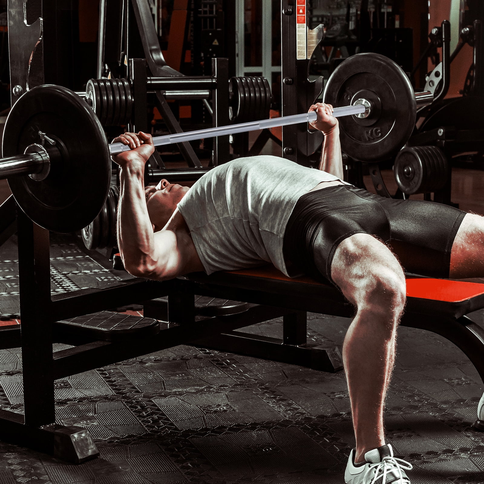 COZONY 7 Ft Silver Barbell , 2 Inch Sleeve Diameter, 1500LB Capacity Strength for Squats & Deadlifts