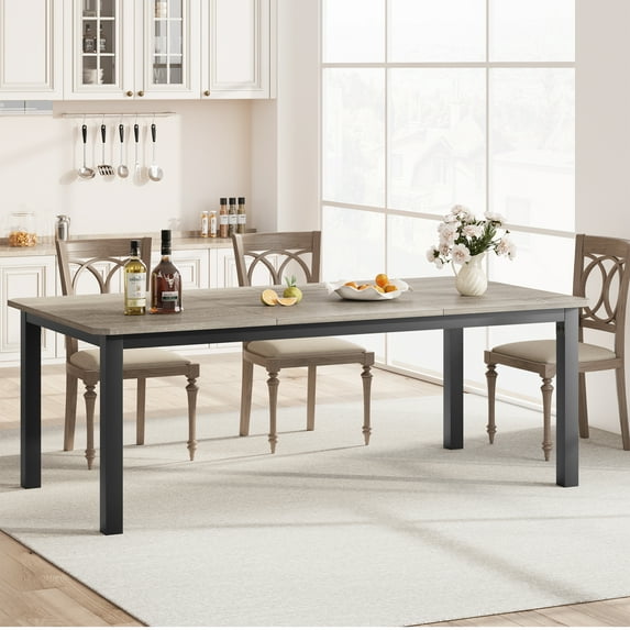 COZONY 78.7" L Industrial Dining Table for 6~8, Wood Kitchen Table, Rectangle Dining Room Table for Home, Office, Gray