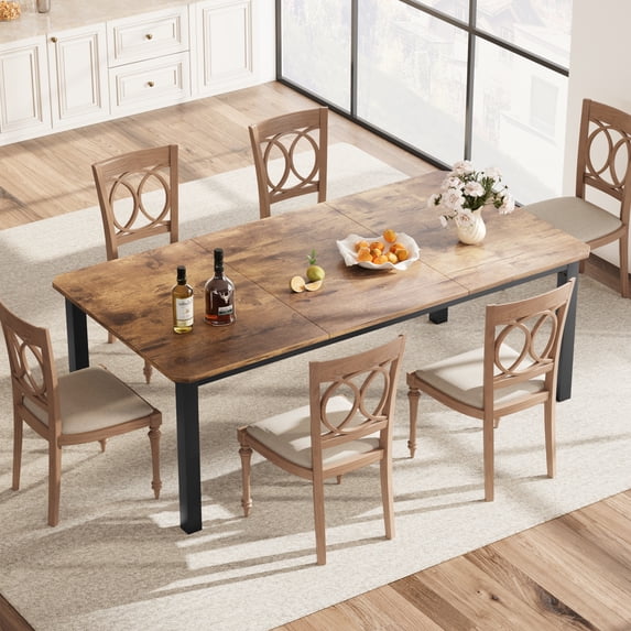 COZONY 78.7" L Industrial Dining Table for 6~8, Wood Kitchen Table, Rectangle Dining Room Table for Home, Office, Rustic Brown