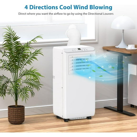 COZONY 8,000 BTU Portable Air Conditioner & Dehumidifier, 3-in-1 Portable AC W/ Remote Control, Digital Display, 24 Hours Timer, Cools up to 250-350 Sq. Ft，Installation Kits for Office, Home, White