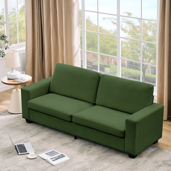 COZONY 87" Corduroy 3-Seater Sofa, Deep Seat Cloud Couch w/ Wide Armrests, Sturdy Wood Frame, Easy Assembly