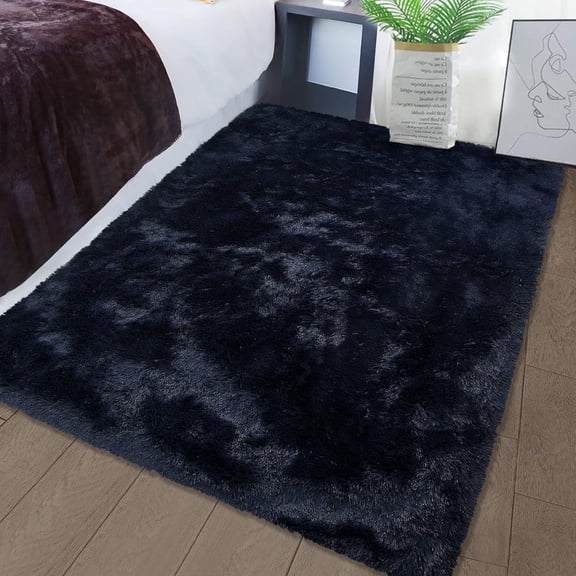 COZONY 9' x 12' Shag Area Fluffy Rug, Thick and Ultra Soft Furry Rug with Non-Slip Backing, Faux Fur Rug for Living Room,Bedroom,Dining Room,Navy Blue
