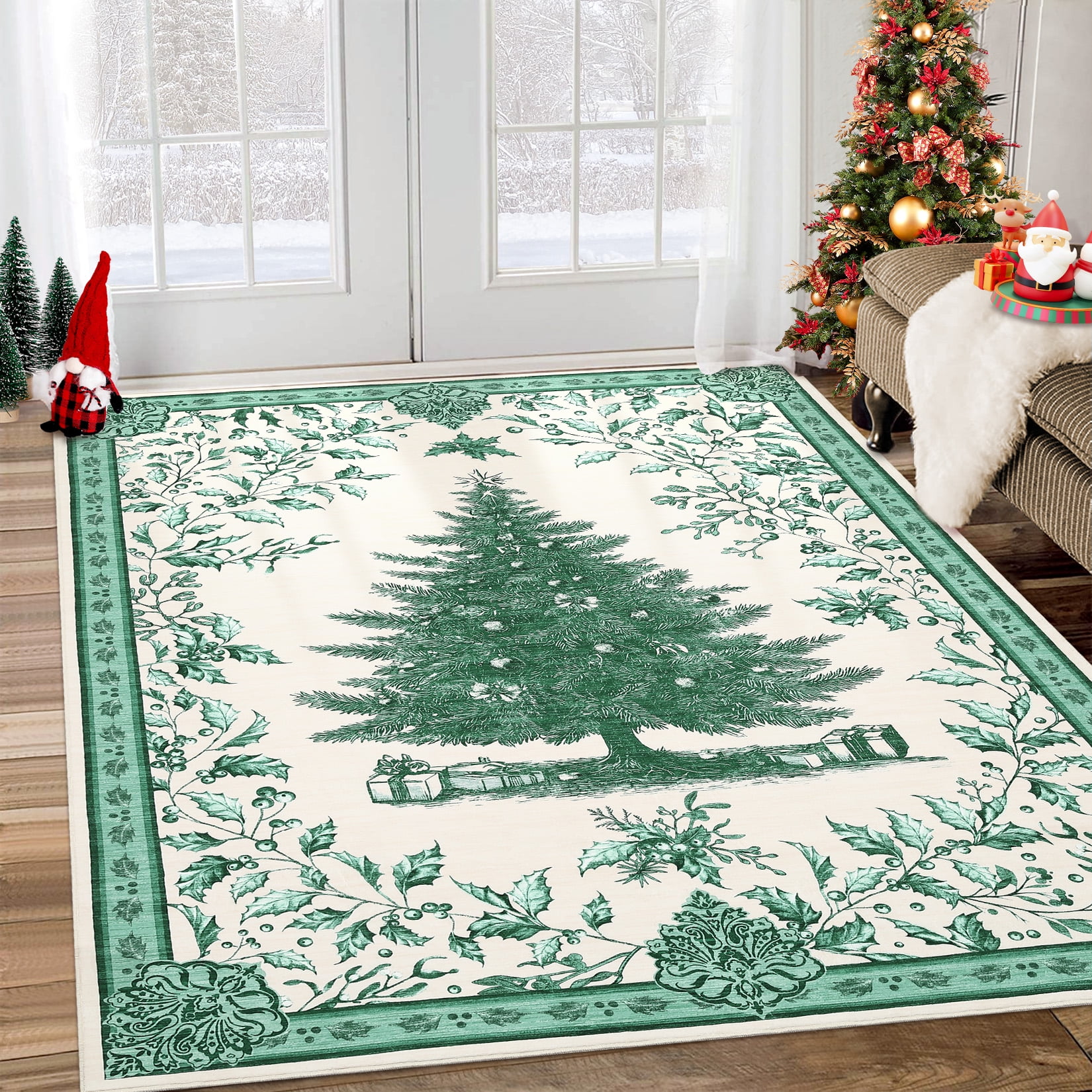 COZONY 9x12 Christmas Area Rug, Non-Slip Washable Extra Large Rug, Xmas ...