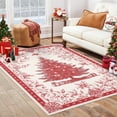 thumbnail image 1 of COZONY 9x12 Christmas Area Rug, Non-Slip Washable Extra Large Rug, Xmas Tree Pattern, Ultra-Thin Soft Decorative Carpet, Red Holiday Decor, 1 of 11