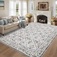 thumbnail image 1 of COZONY 9x12 Washable Area Rug, Distressed Vintage Floral, Non-Slip Low Pile Soft Rug for Living Room, Bedroom, Dining Room, Farmhouse Decor, Ash, 1 of 8