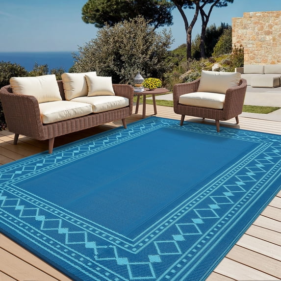 COZONY 9x18 Outdoor Rug Waterproof Reversible Plastic Straw Patio Mat for RV Deck Picnic Balcony Reversible